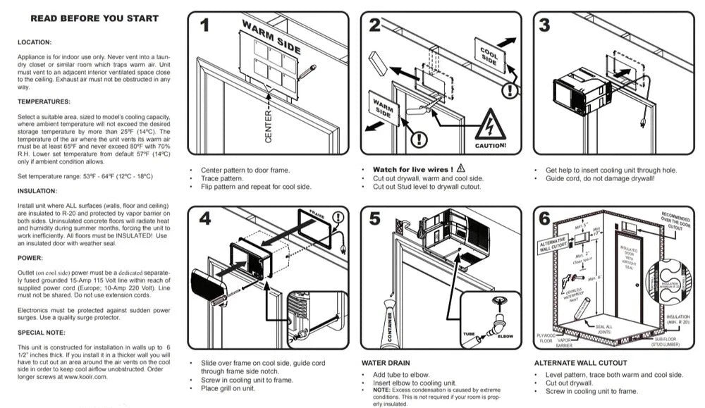 KoolR installation guide diagram for warm side and cool side