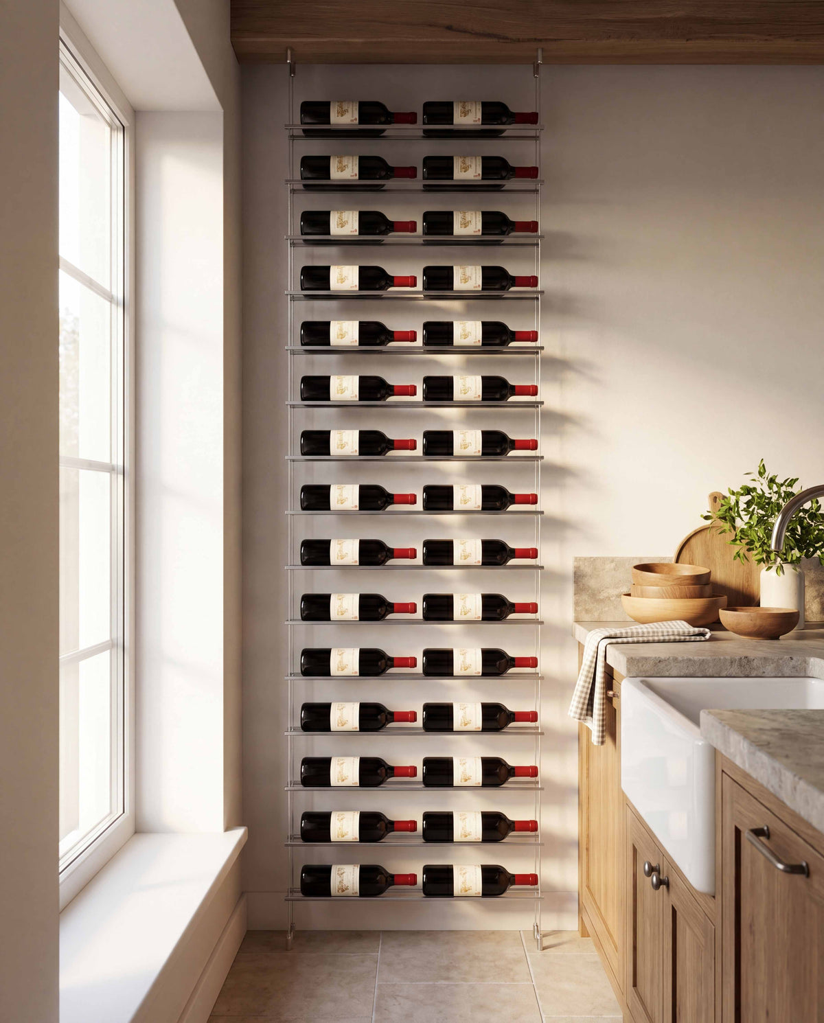 Skyline wine display in a finished interior
